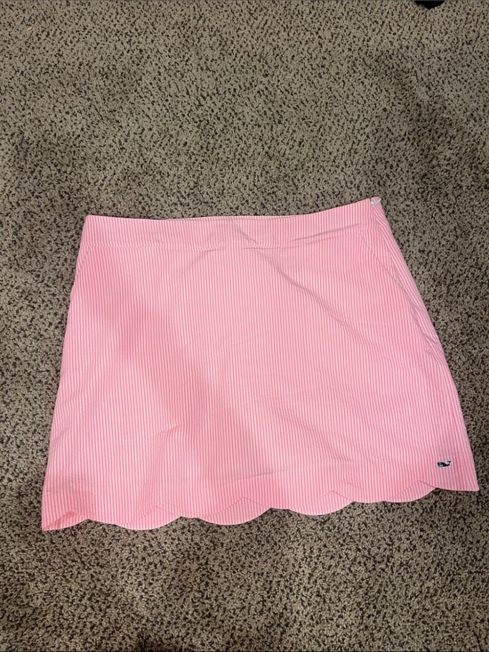 Vineyard Vines Pink & White Striped Scallop Hem Mini Skirt